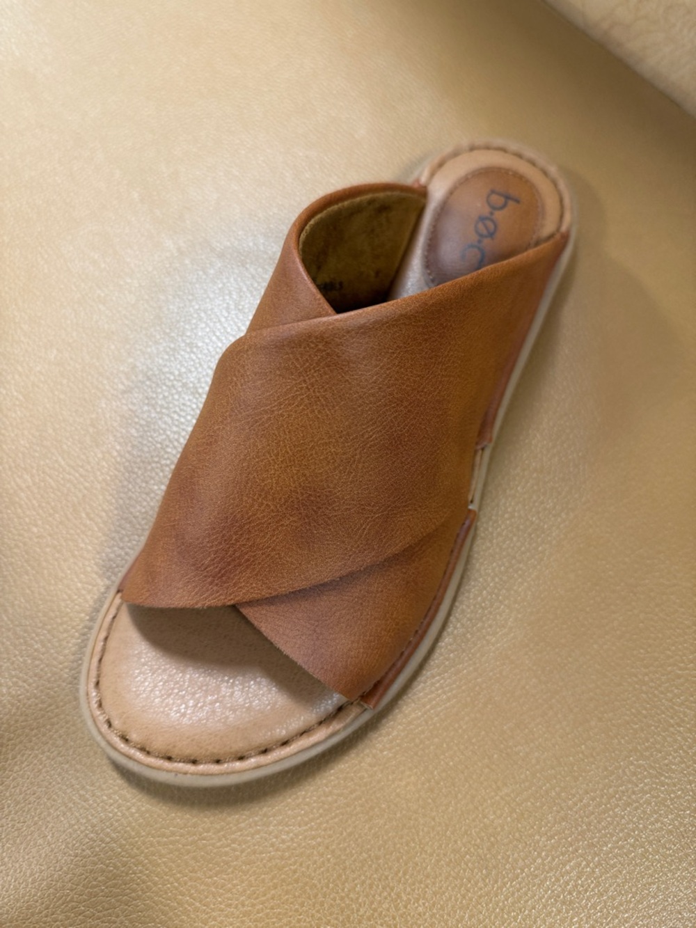 BOC Cognac Leather Crossover Slide Sandal - Women